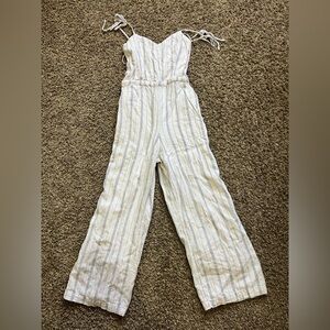 Abercrombie & Fitch Romper Womens S White Blue Stripe Sleeveless Stylish Casual‎